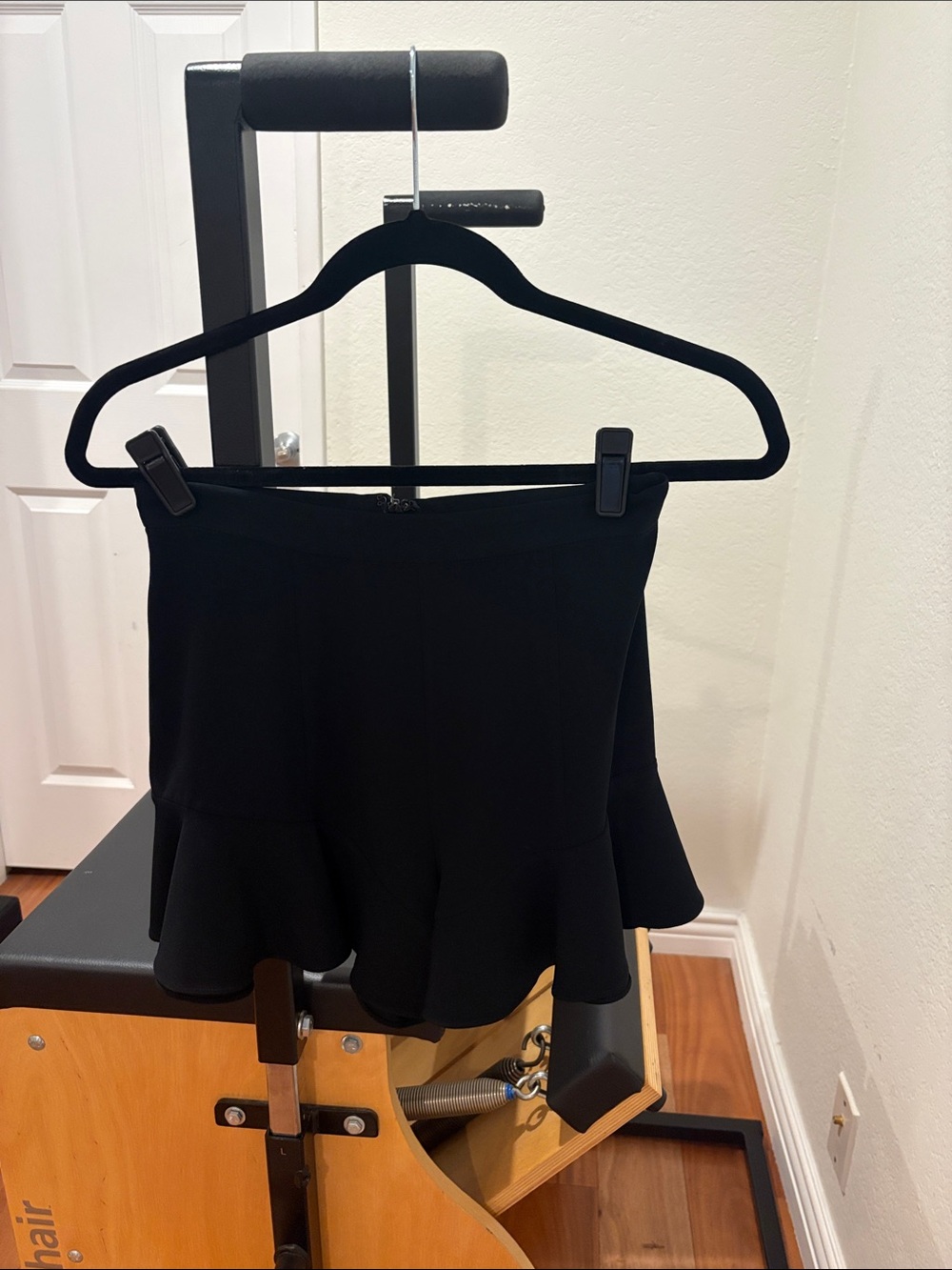 INTERMIX Black Ruffle-Hem shorts